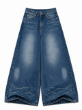 Zig Zag Washed Super Wide Leg