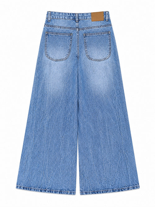 Crackle Blue Wash Super Wide Leg